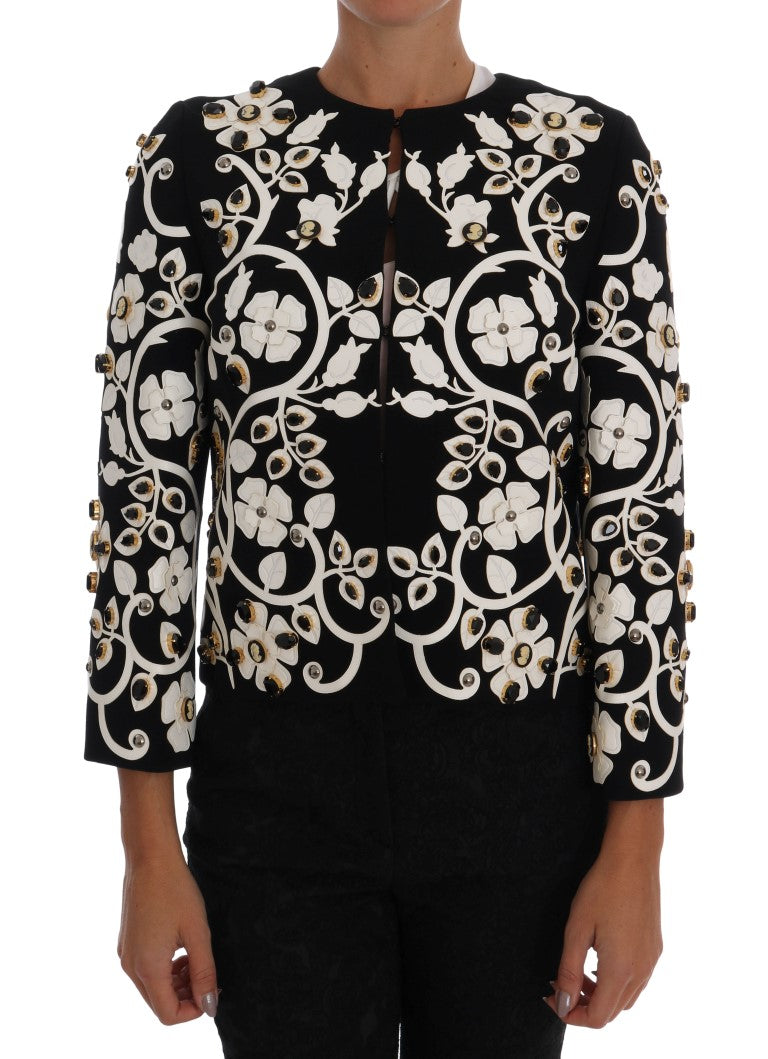 Dolce & Gabbana Black Baroque Floral Crystal Jacket by Dolce & Gabbana