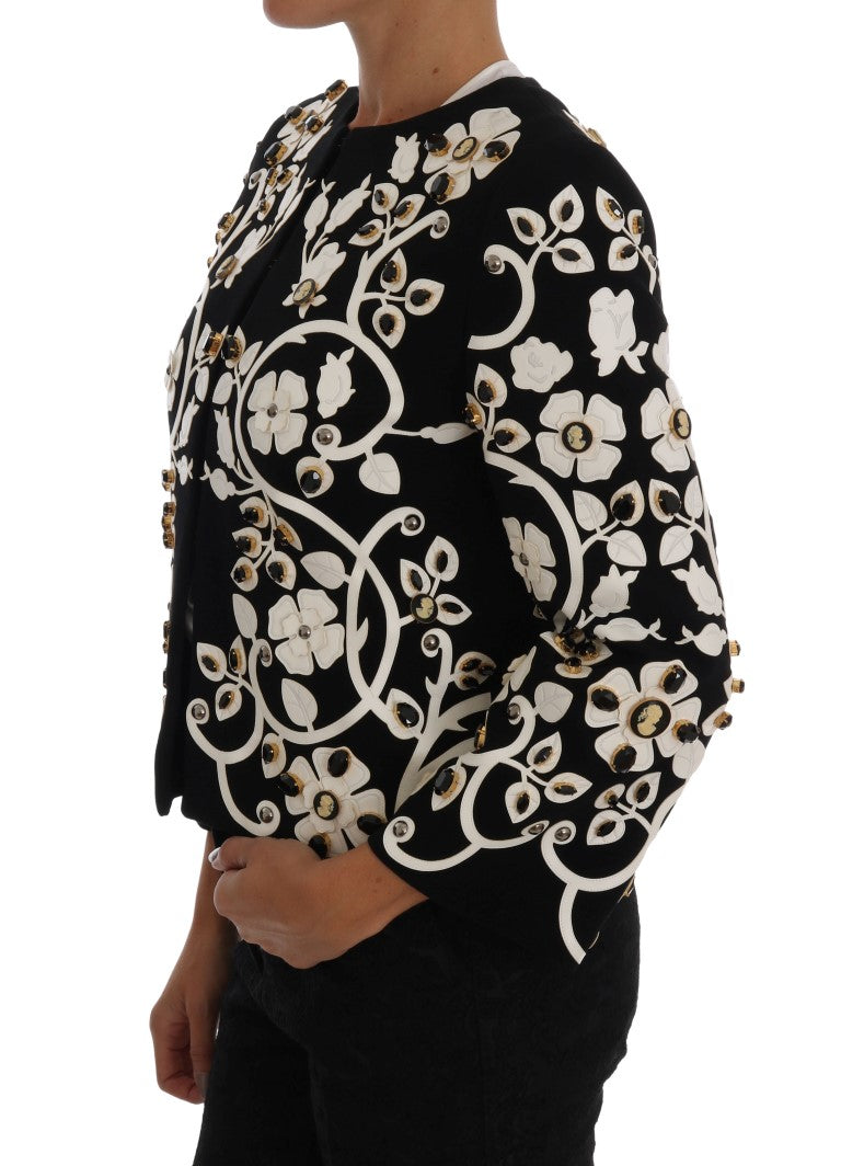 Dolce & Gabbana Black Baroque Floral Crystal Jacket by Dolce & Gabbana