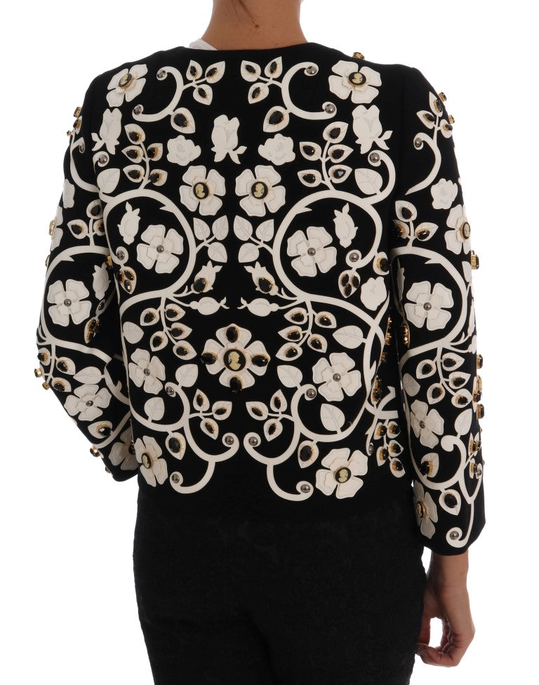Dolce & Gabbana Black Baroque Floral Crystal Jacket by Dolce & Gabbana