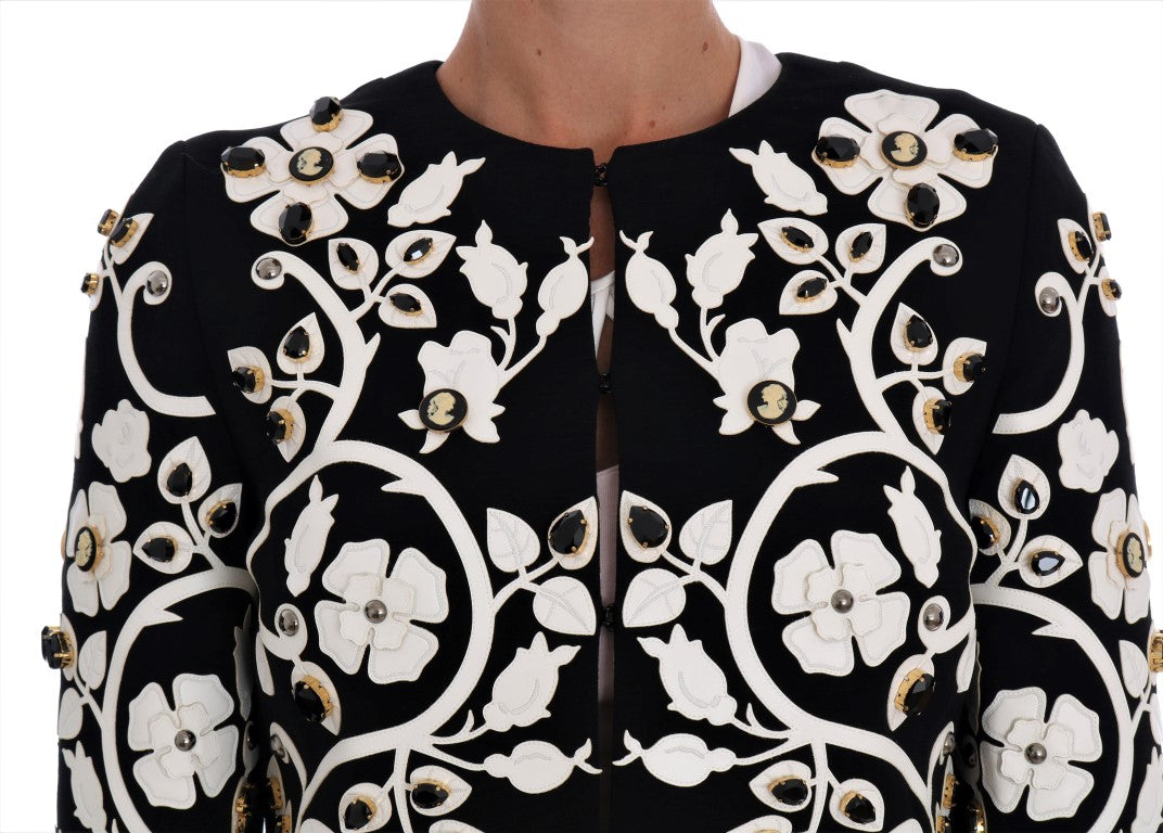 Dolce & Gabbana Black Baroque Floral Crystal Jacket by Dolce & Gabbana
