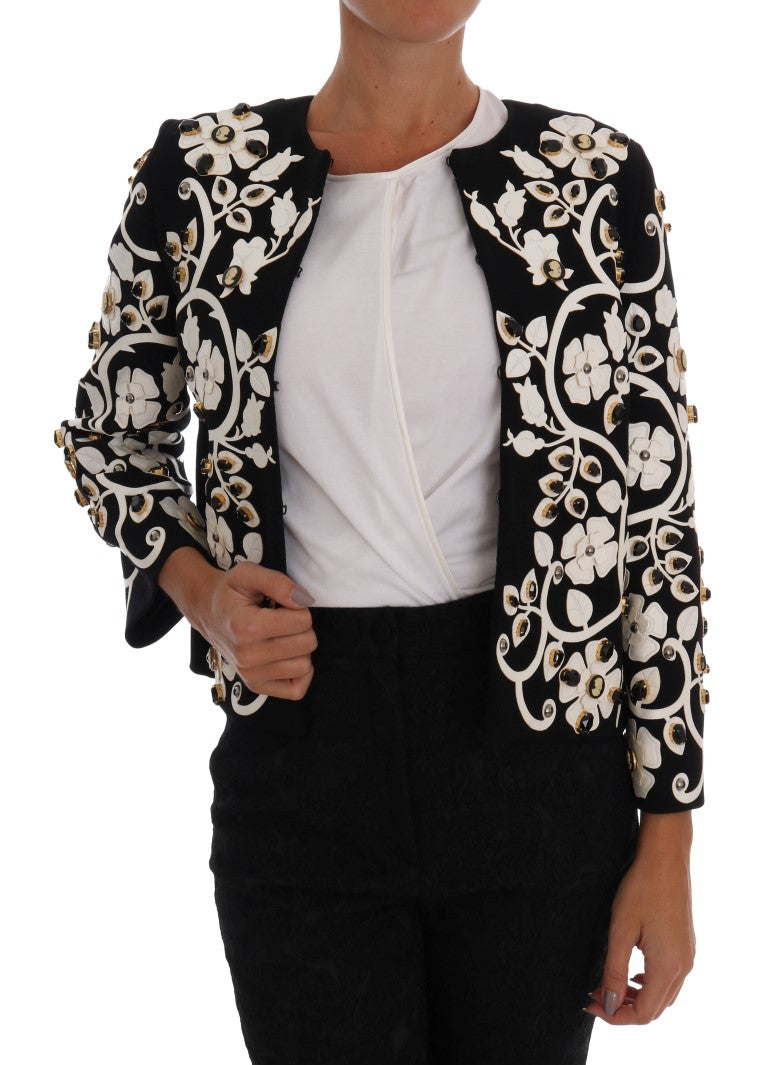 Dolce & Gabbana Black Baroque Floral Crystal Jacket by Dolce & Gabbana