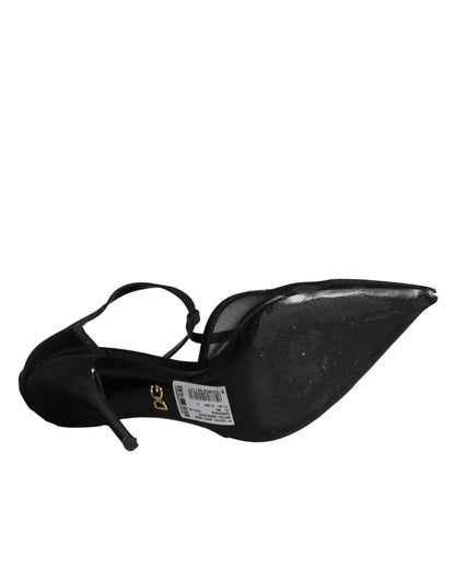 Chaussures à talons aiguilles et brides en T en maille noire Dolce &amp; Gabbana