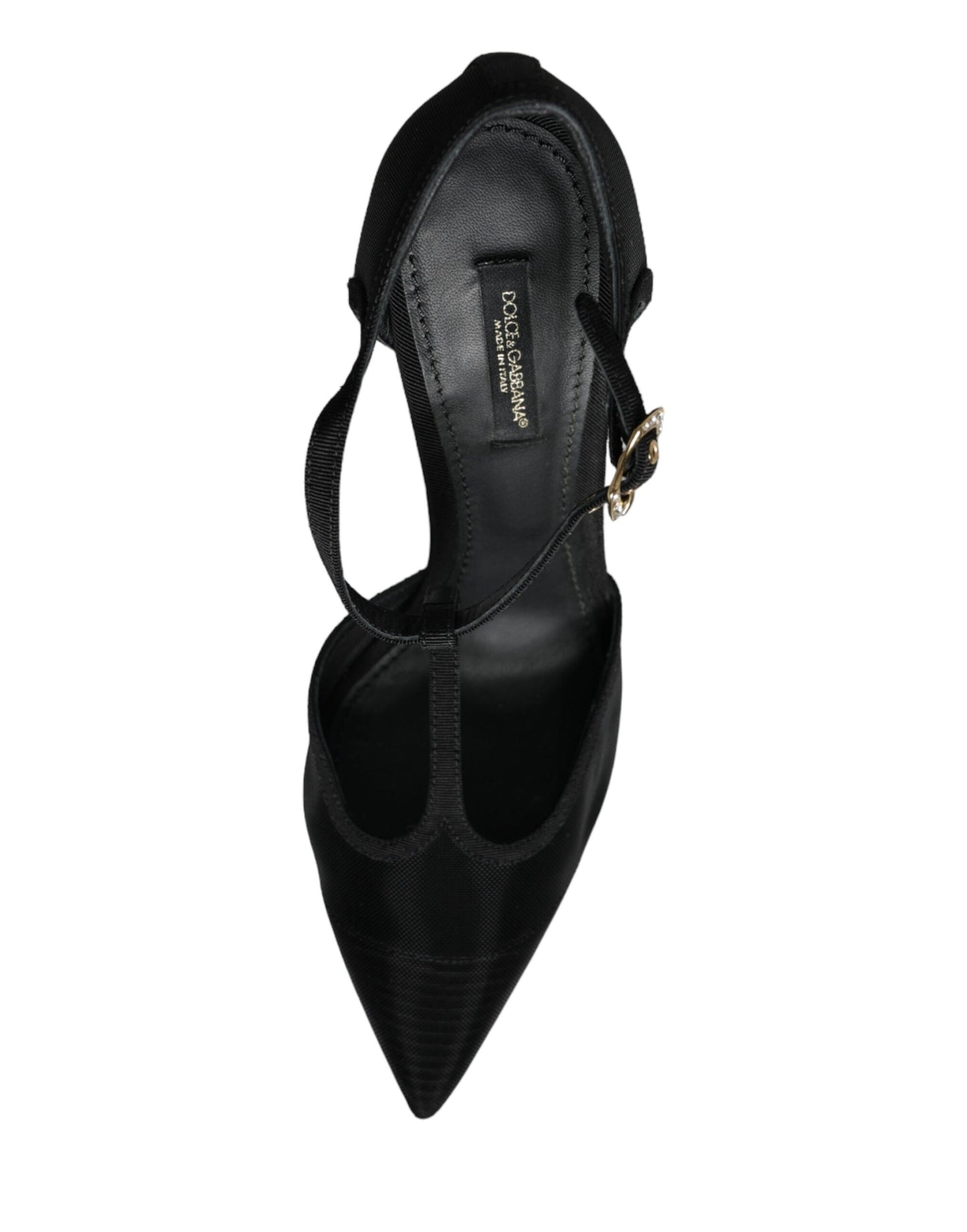 Chaussures à talons aiguilles et brides en T en maille noire Dolce &amp; Gabbana