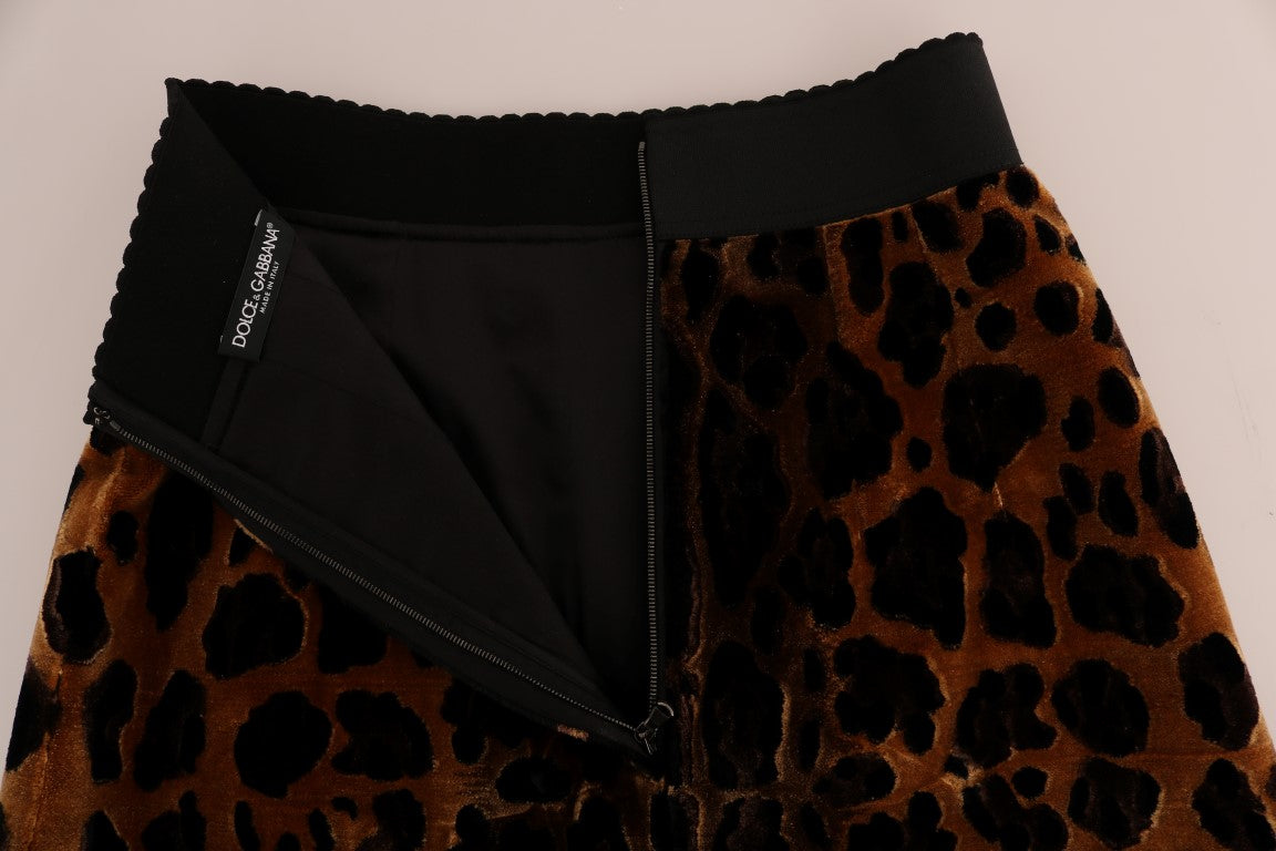 Jupe trapèze élégante à imprimé léopard Dolce &amp; Gabbana