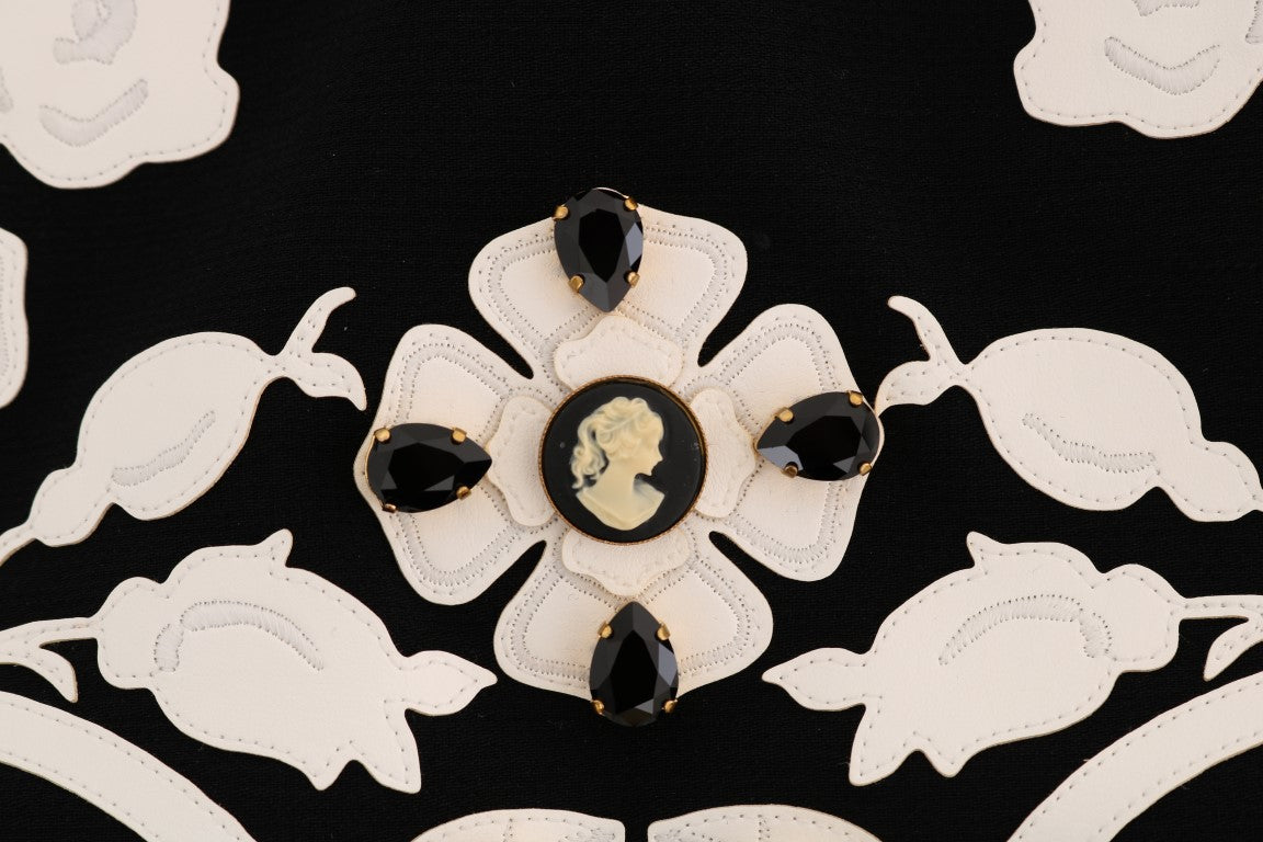 Jupe crayon baroque à fleurs noires et blanches Dolce &amp; Gabbana