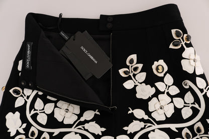 Jupe crayon baroque à fleurs noires et blanches Dolce &amp; Gabbana