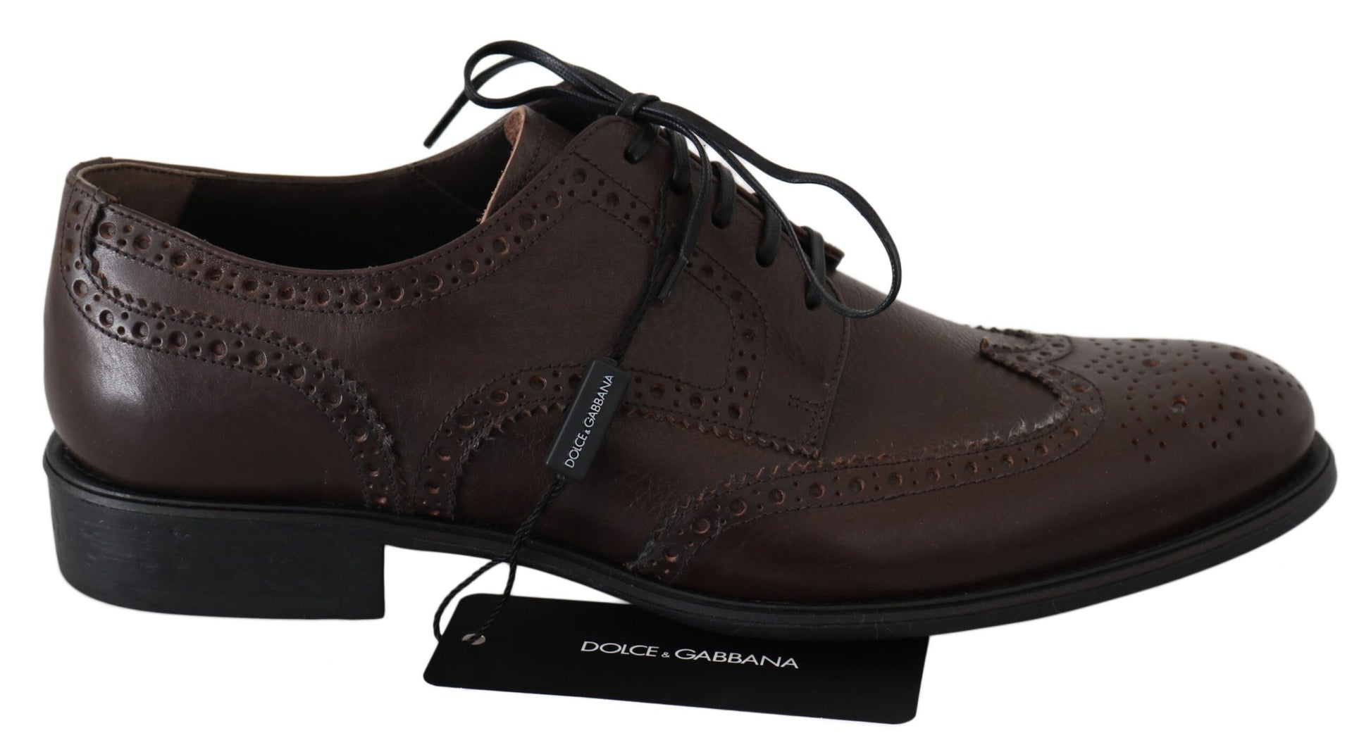 Dolce & Gabbana Brown Leather Brogue Derby Dress Shoes by Dolce & Gabbana