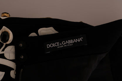 Jupe crayon baroque à fleurs noires et blanches Dolce &amp; Gabbana