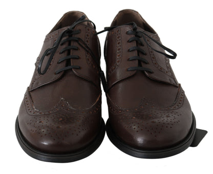 Dolce & Gabbana Brown Leather Brogue Derby Dress Shoes by Dolce & Gabbana