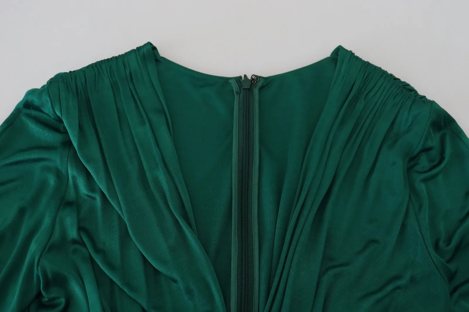 Dolce & Gabbana Dark Green Viscose Long Sleeve Midi Dress by Dolce & Gabbana