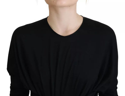 Dolce & Gabbana Black Sheath Midi Gown Wool Wrap Dress by Dolce & Gabbana