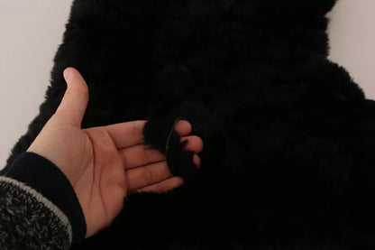 Dolce & Gabbana Black Silver Fox Fur Cashmere Hooded Scarf by Dolce & Gabbana