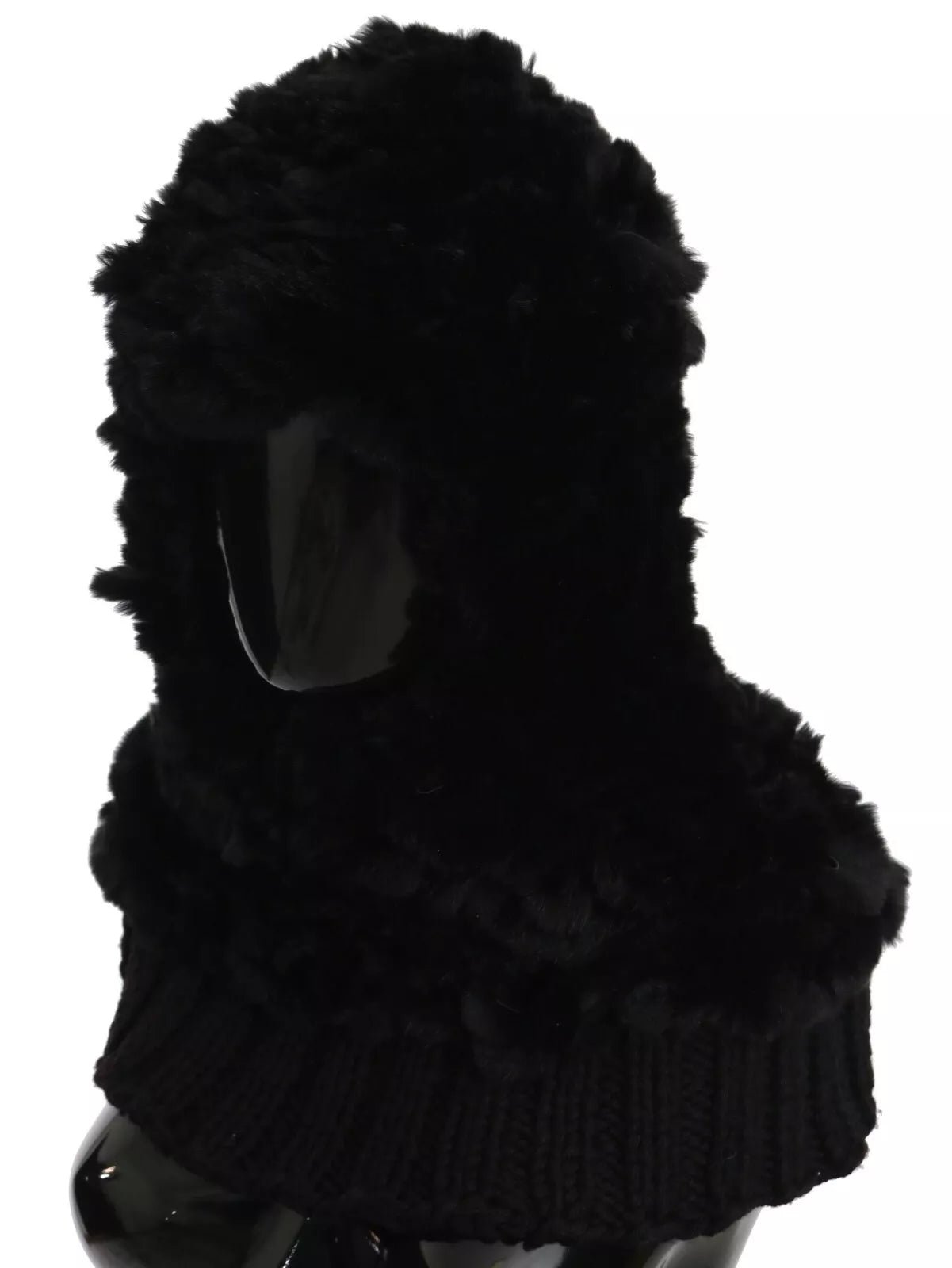 Dolce & Gabbana Black Silver Fox Fur Cashmere Hooded Scarf by Dolce & Gabbana