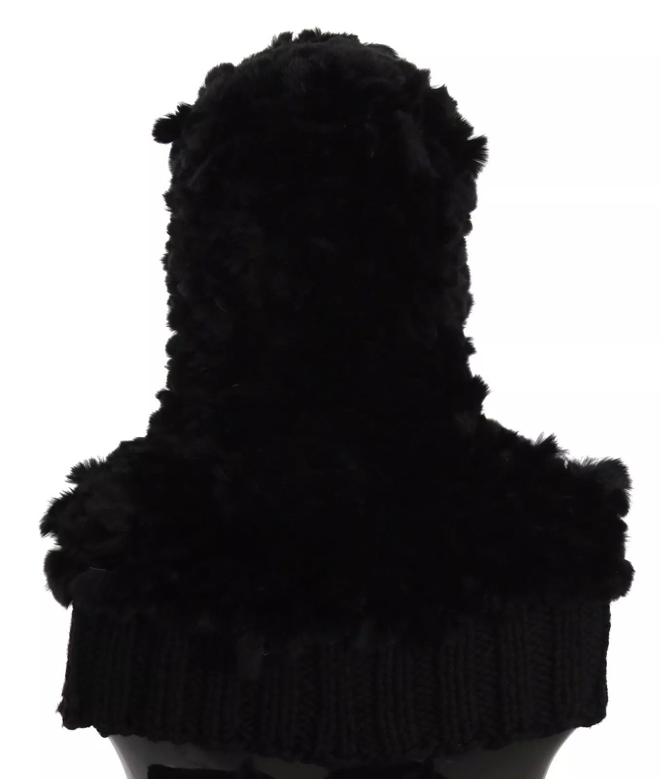 Dolce & Gabbana Black Silver Fox Fur Cashmere Hooded Scarf by Dolce & Gabbana