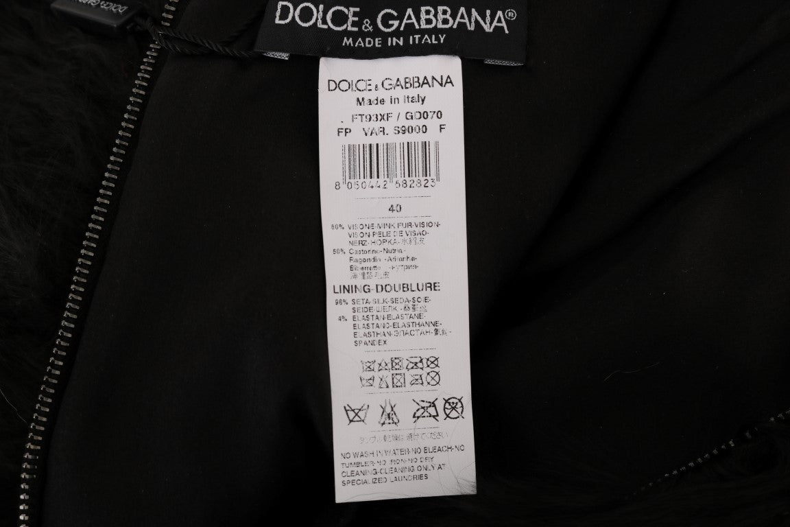Mini-short en fourrure de vison noir Dolce &amp; Gabbana