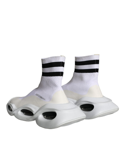 Baskets chaussettes blanches et noires Dolce &amp; Gabbana à enfiler Wave