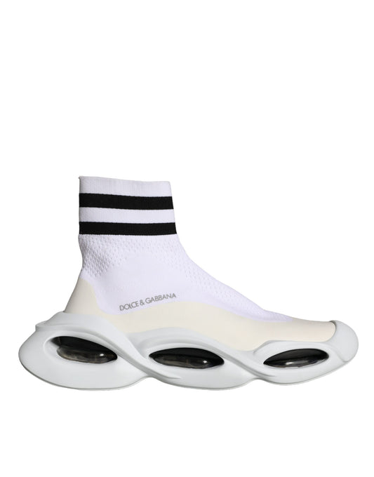 Baskets chaussettes blanches et noires Dolce &amp; Gabbana à enfiler Wave