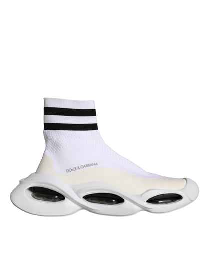 Baskets chaussettes blanches et noires Dolce &amp; Gabbana à enfiler Wave