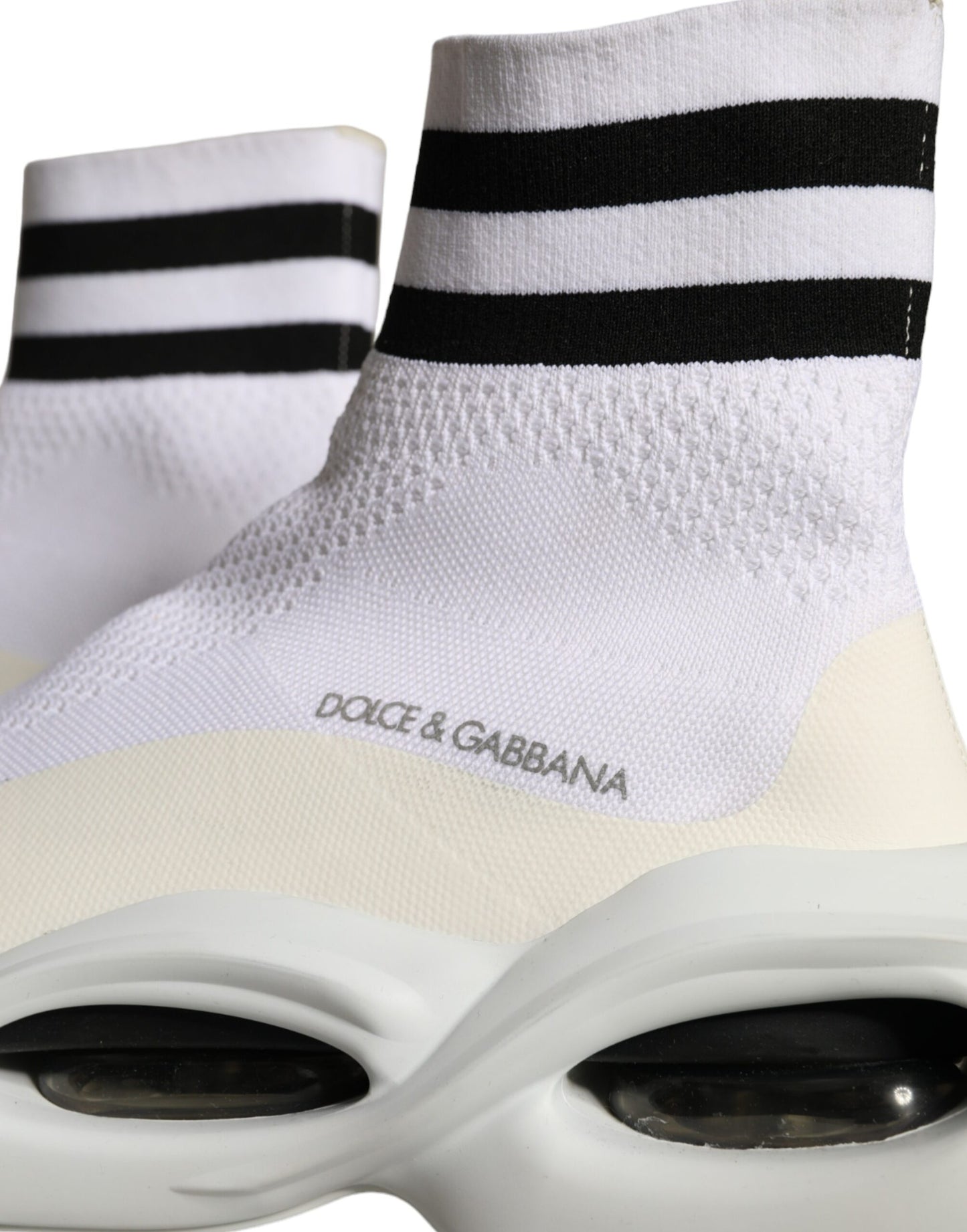 Baskets chaussettes blanches et noires Dolce &amp; Gabbana à enfiler Wave