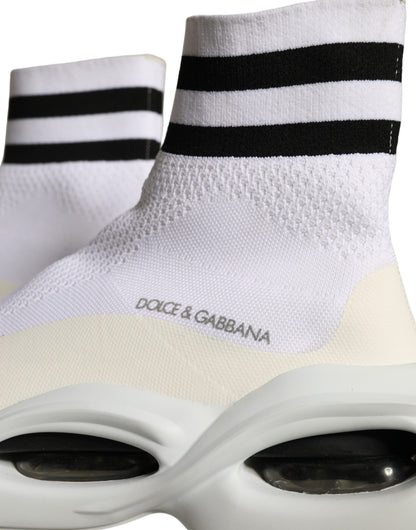 Baskets chaussettes blanches et noires Dolce &amp; Gabbana à enfiler Wave