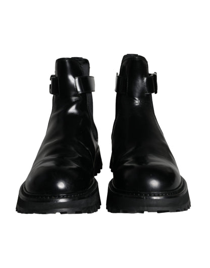 Bottines Chelsea noires Dolce &amp; Gabbana avec ceinture et logo DG pour homme