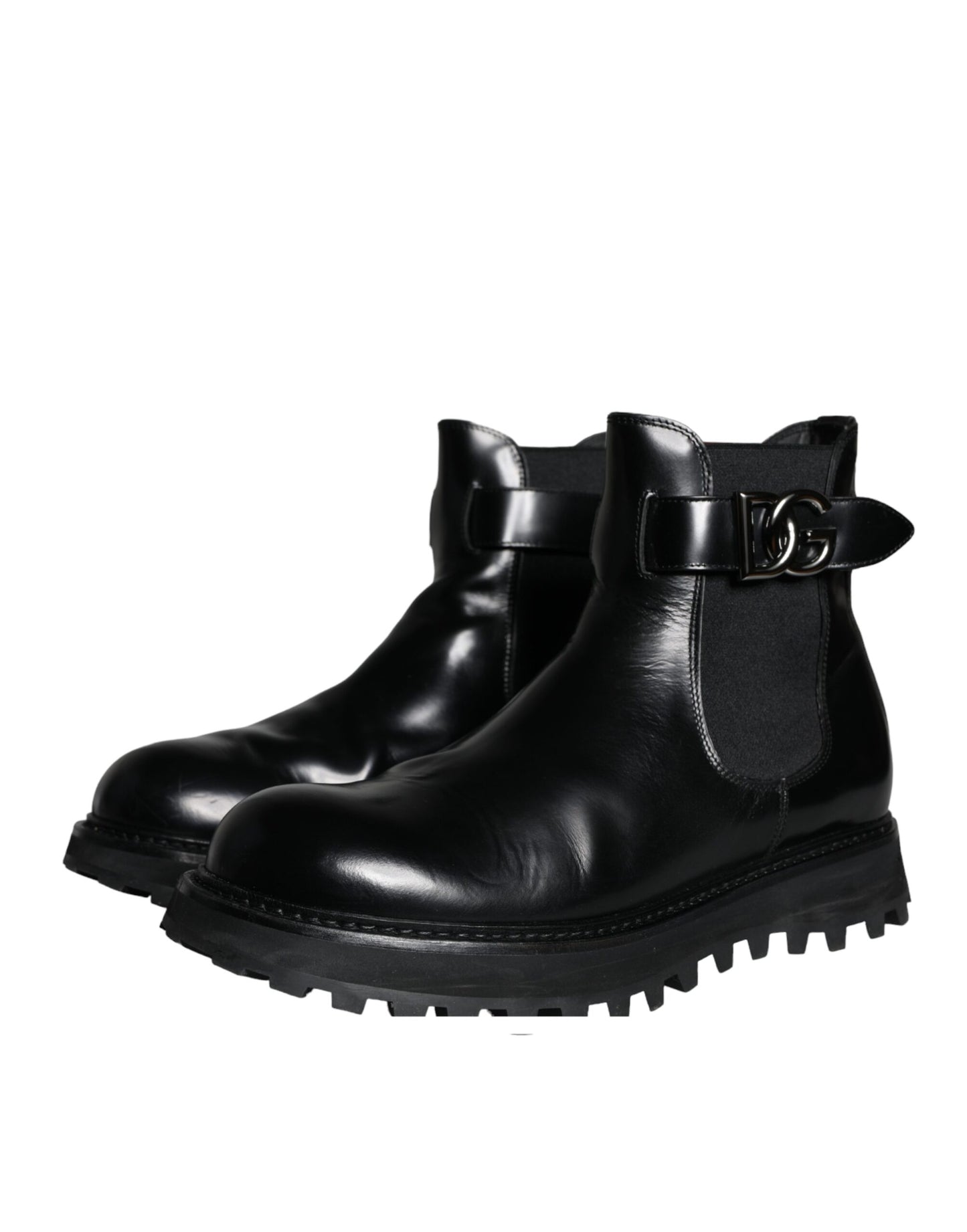 Bottines Chelsea noires Dolce &amp; Gabbana avec ceinture et logo DG pour homme