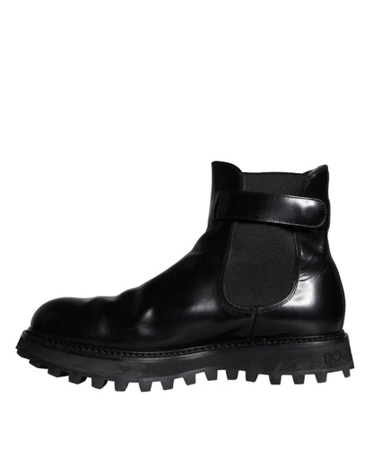 Bottines Chelsea noires Dolce &amp; Gabbana avec ceinture et logo DG pour homme
