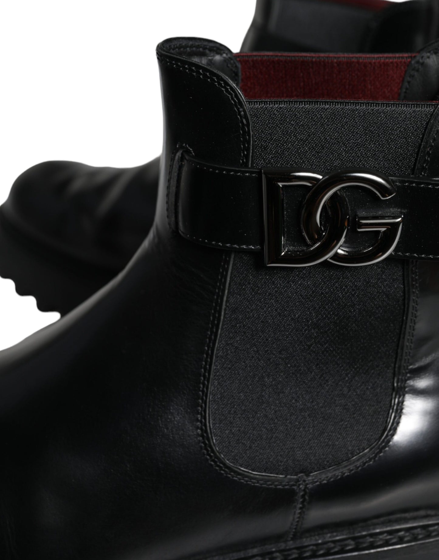 Bottines Chelsea noires Dolce &amp; Gabbana avec ceinture et logo DG pour homme