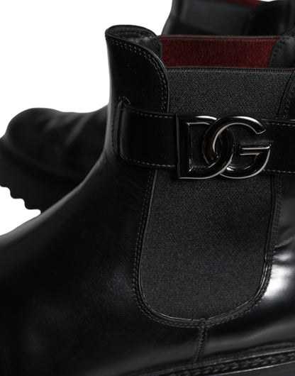 Bottines Chelsea noires Dolce &amp; Gabbana avec ceinture et logo DG pour homme