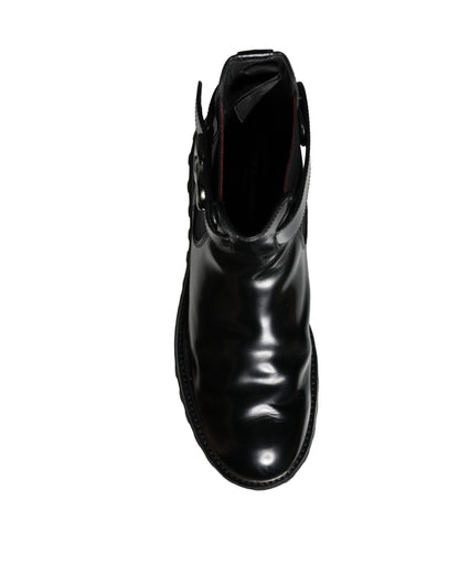 Bottines Chelsea noires Dolce &amp; Gabbana avec ceinture et logo DG pour homme