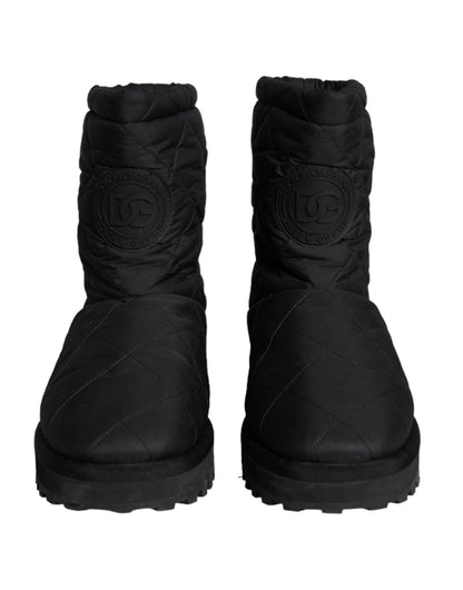 Bottes mi-mollet rembourrées en nylon noir Dolce &amp; Gabbana pour homme
