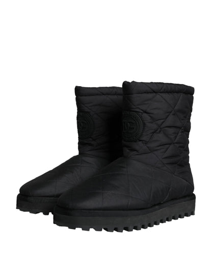 Bottes mi-mollet rembourrées en nylon noir Dolce &amp; Gabbana pour homme