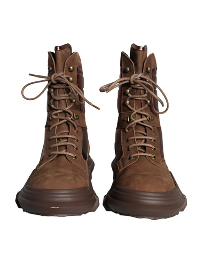 Bottes de combat militaires en daim marron Dolce &amp; Gabbana pour homme
