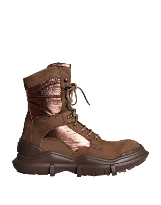 Bottes de combat militaires en daim marron Dolce &amp; Gabbana pour homme