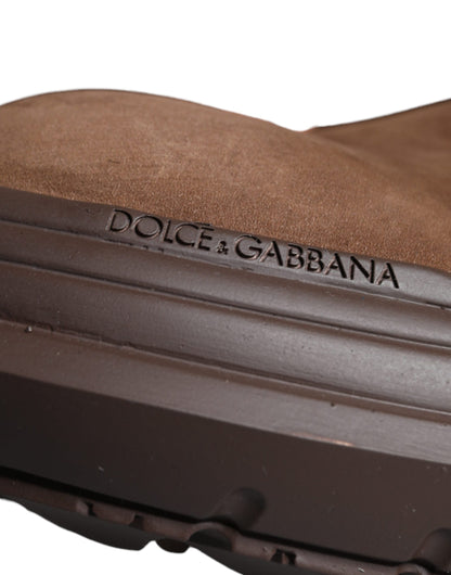 Bottes de combat militaires en daim marron Dolce &amp; Gabbana pour homme