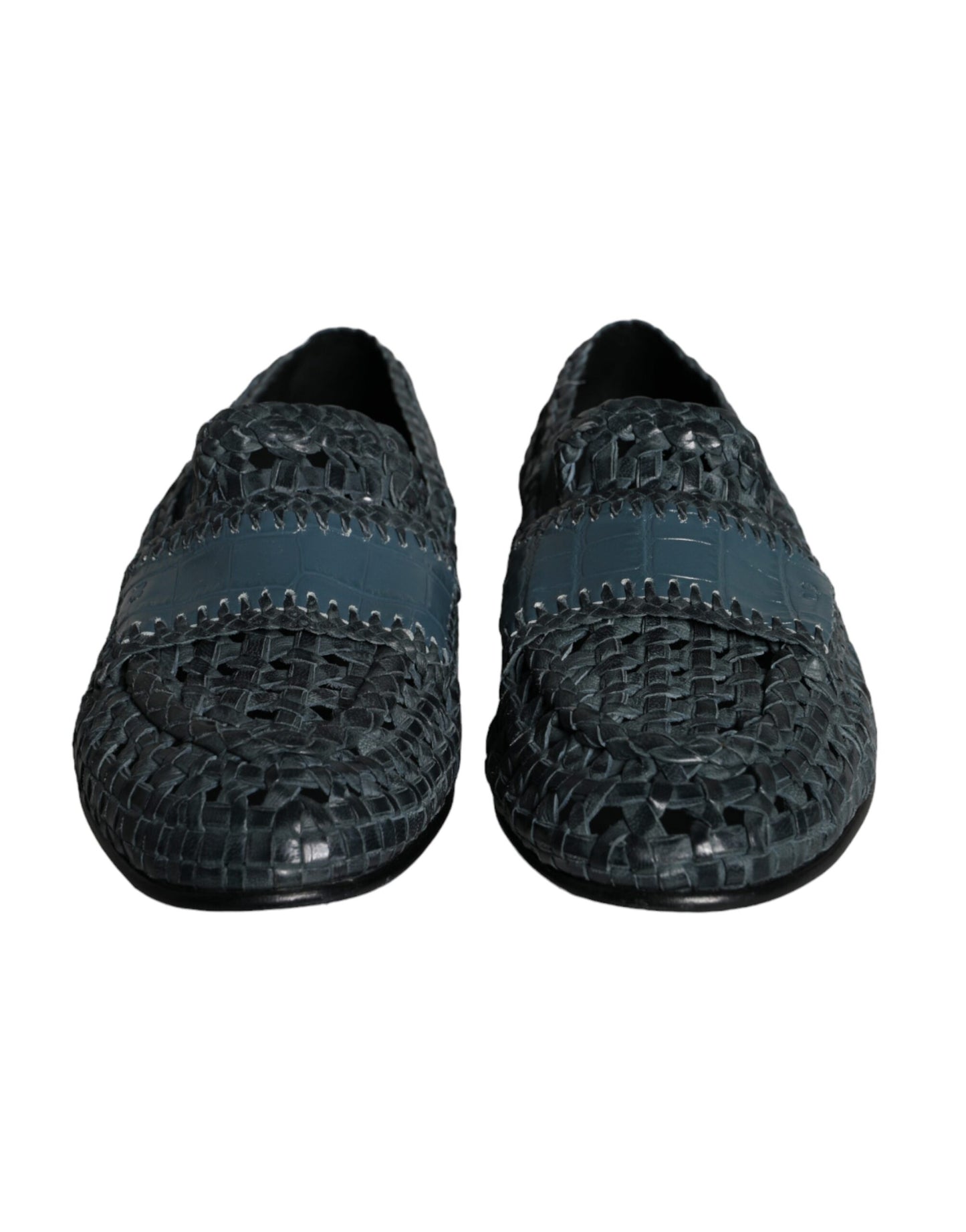 Mocassins à enfiler en cuir tressé bleu Dolce &amp; Gabbana pour homme