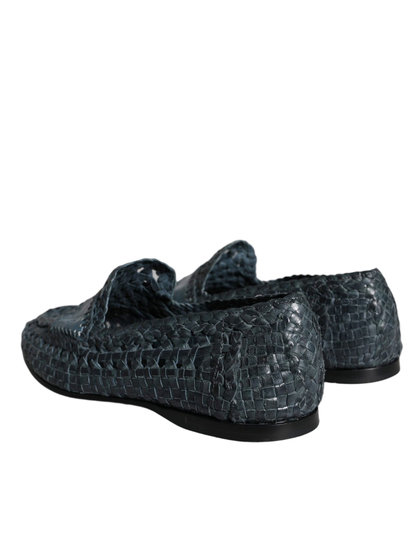 Mocassins à enfiler en cuir tressé bleu Dolce &amp; Gabbana pour homme
