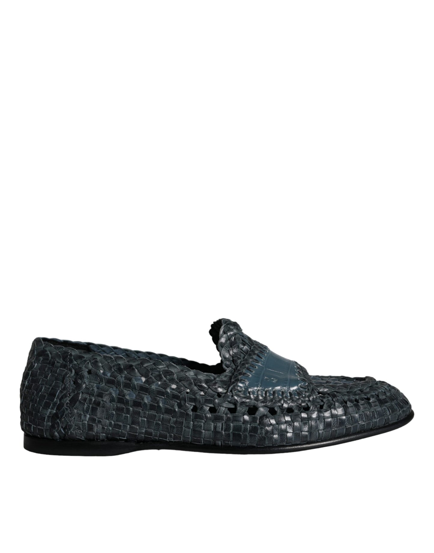 Mocassins à enfiler en cuir tressé bleu Dolce &amp; Gabbana pour homme