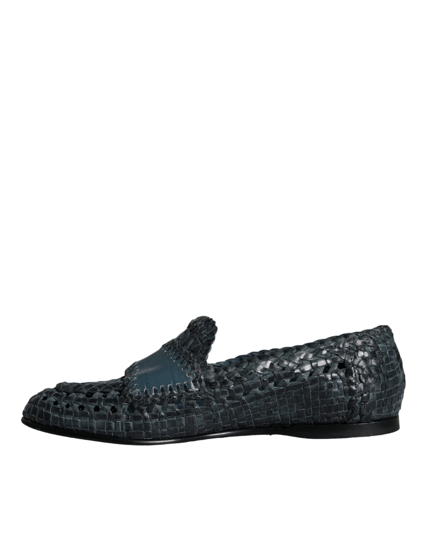 Mocassins à enfiler en cuir tressé bleu Dolce &amp; Gabbana pour homme