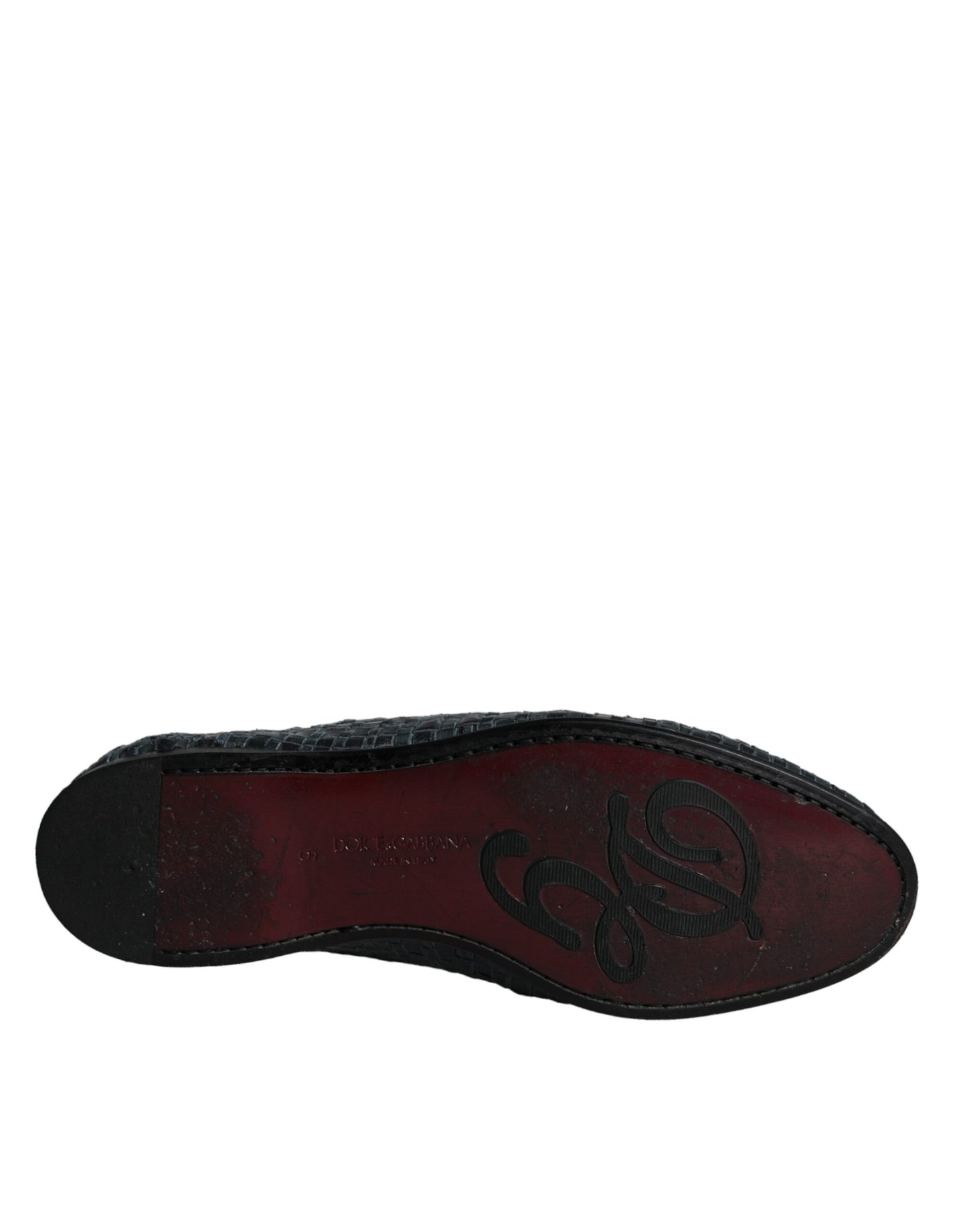 Mocassins à enfiler en cuir tressé bleu Dolce &amp; Gabbana pour homme