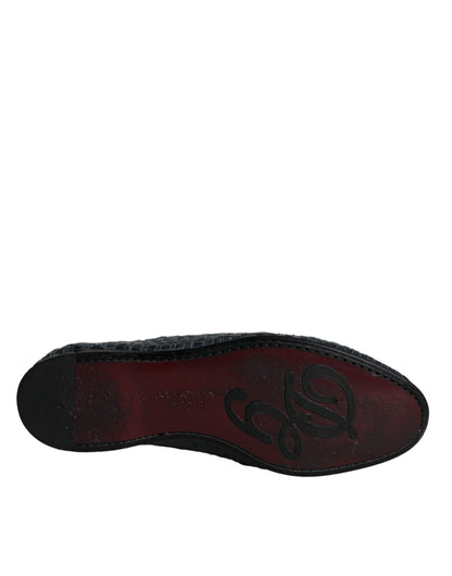Mocassins à enfiler en cuir tressé bleu Dolce &amp; Gabbana pour homme