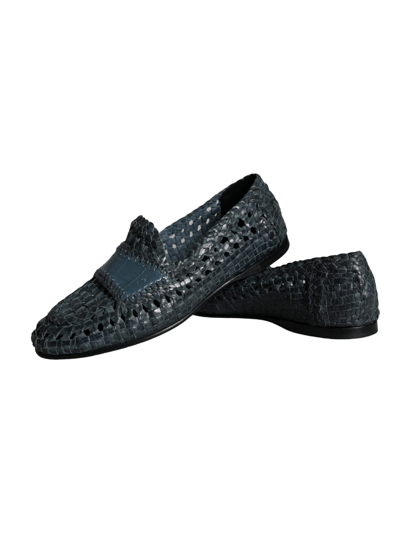 Mocassins à enfiler en cuir tressé bleu Dolce &amp; Gabbana pour homme