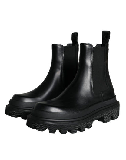 Chaussures de randonnée extensibles à enfiler en cuir noir Dolce &amp; Gabbana