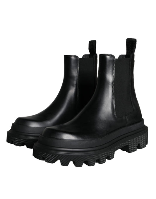 Chaussures de randonnée extensibles à enfiler en cuir noir Dolce &amp; Gabbana
