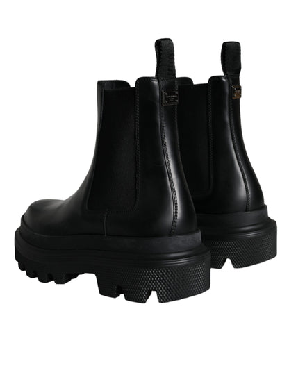 Chaussures de randonnée extensibles à enfiler en cuir noir Dolce &amp; Gabbana