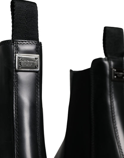 Chaussures de randonnée extensibles à enfiler en cuir noir Dolce &amp; Gabbana