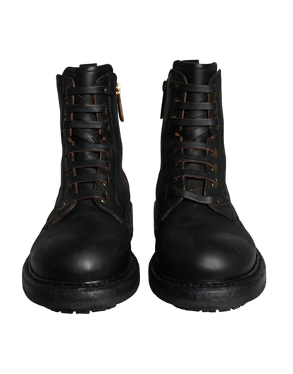 Bottes mi-mollet noires à lacets Dolce &amp; Gabbana pour hommes