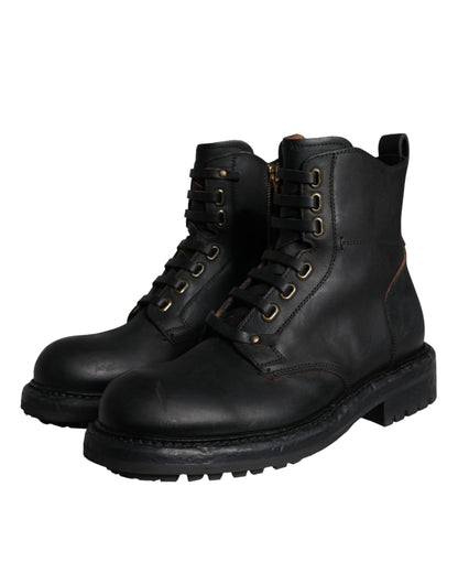 Bottes mi-mollet noires à lacets Dolce &amp; Gabbana pour hommes