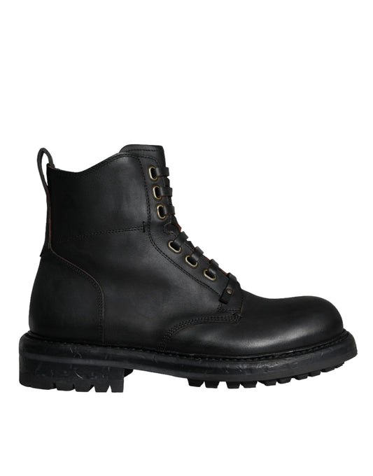 Bottes mi-mollet noires à lacets Dolce &amp; Gabbana pour hommes