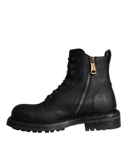 Bottes mi-mollet noires à lacets Dolce &amp; Gabbana pour hommes